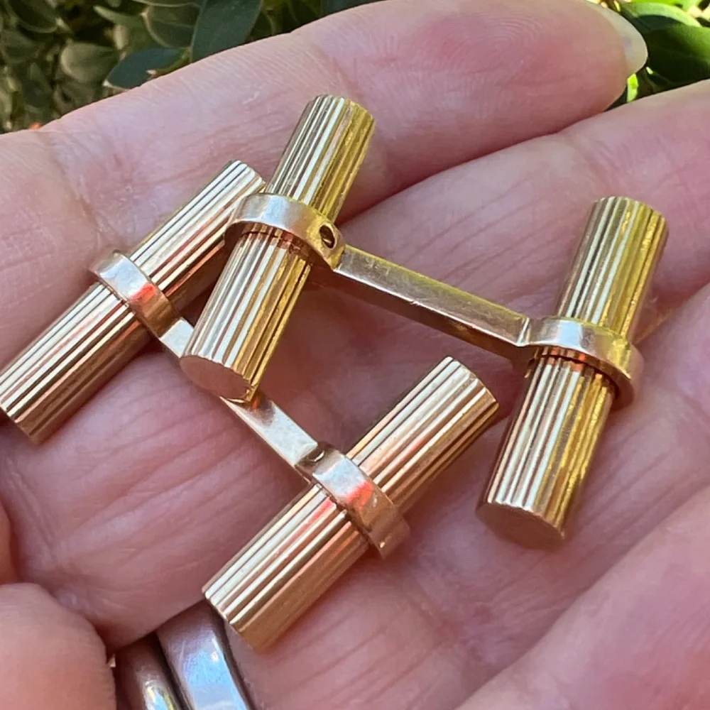 VINTAGE 14K YELLOW GOLD CUFFLINKS DESIGNER CUSTOM MADE HEAVY UNIQUE ONE OF AKIND